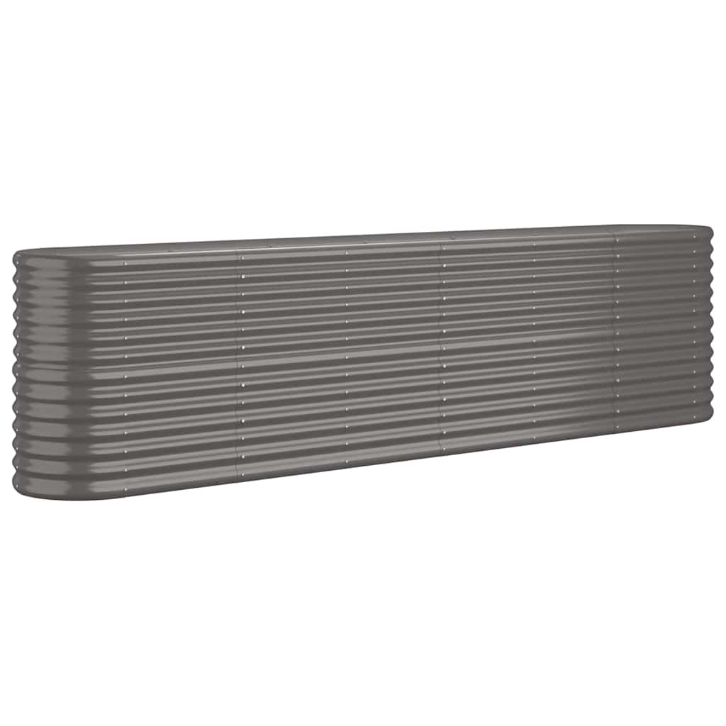 vidaXL Garden Raised Bed | Grey | Powder-coated steel | Large |  Durable 2