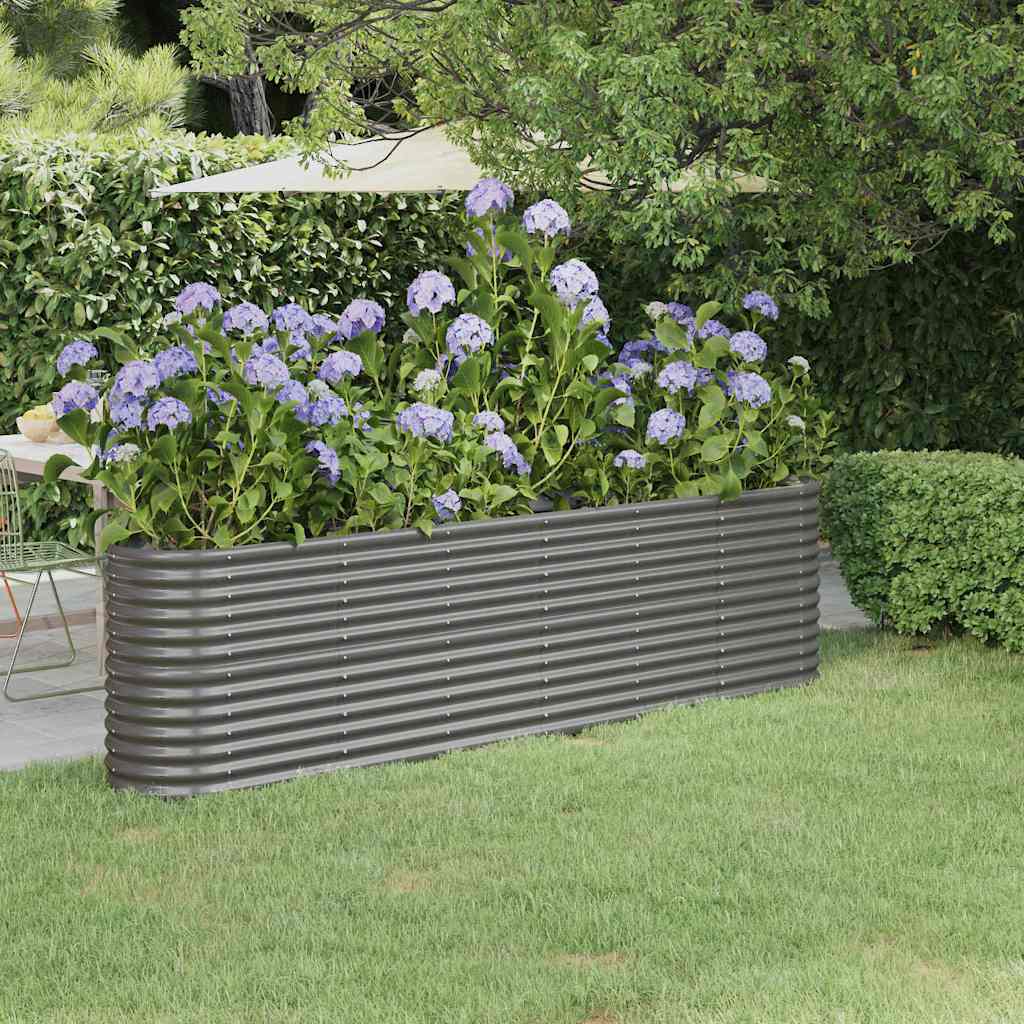 vidaXL Garden Raised Bed | Grey | Powder-coated steel | Large |  Durable 1
