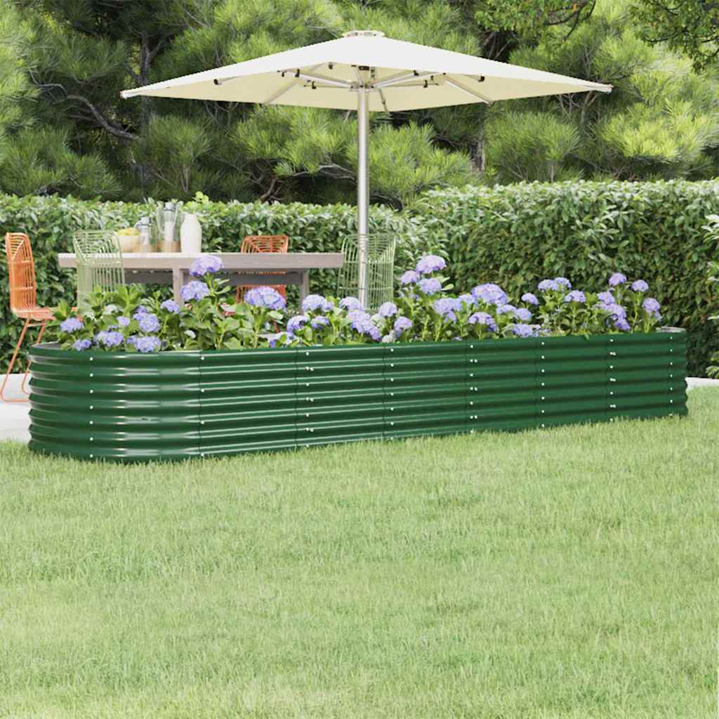 vidaXL Garden Raised Bed Galvanised Steel 296x80x36 cm Green 1