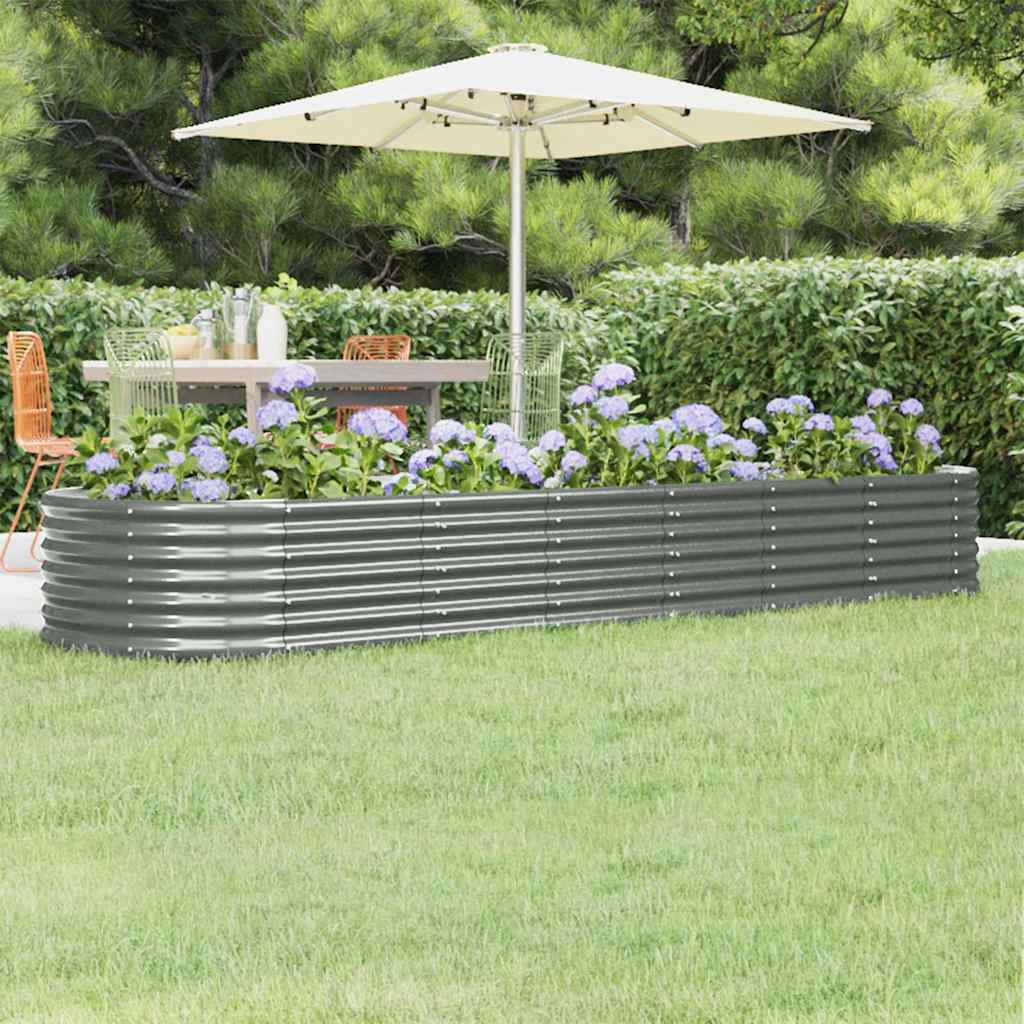 vidaXL Garden Raised Bed Galvanised Steel 296x80x36 cm Grey 1