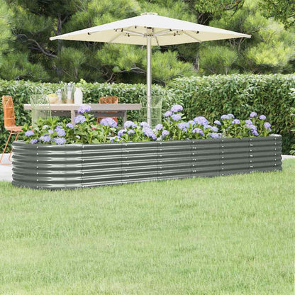 vidaXL Garden Raised Bed Galvanised Steel 296x80x36 cm Grey 1