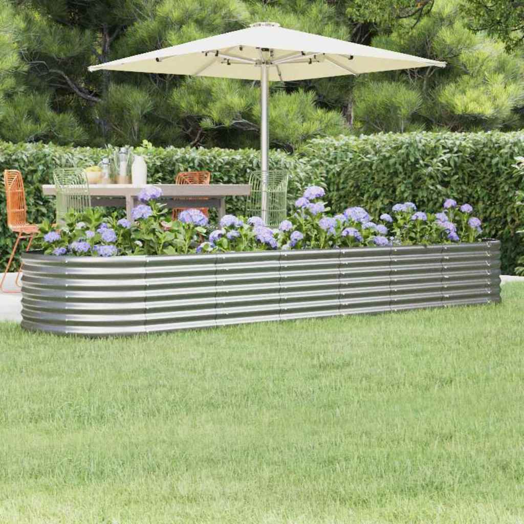vidaXL Garden Raised Bed | Silver | Powder-coated Steel | Large | Durable 1
