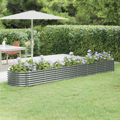 vidaXL Garden Raised Bed Galvanised Steel 368x80x36 cm Grey 1