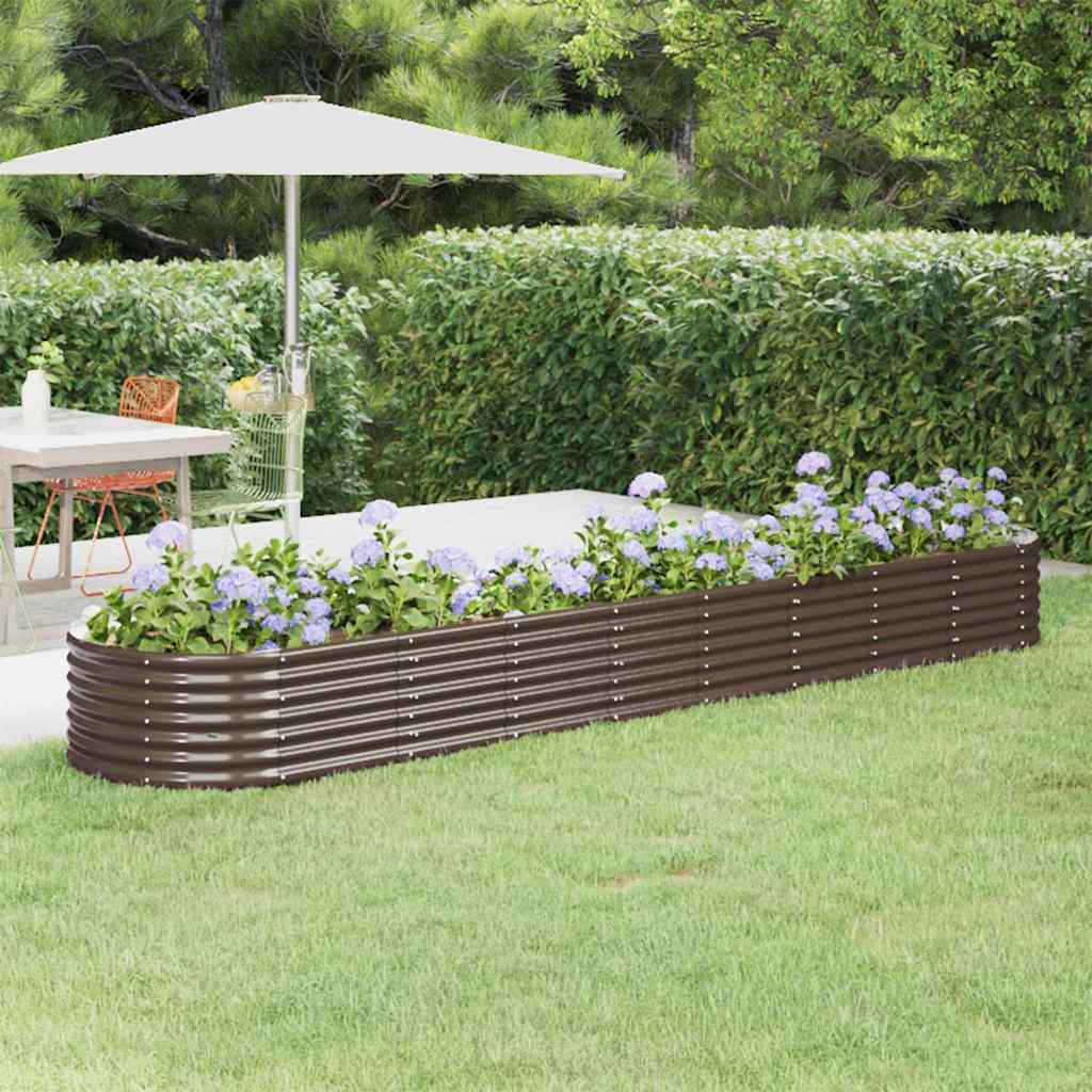 vidaXL Garden Raised Bed Galvanised Steel 368x80x36 cm Brown 1