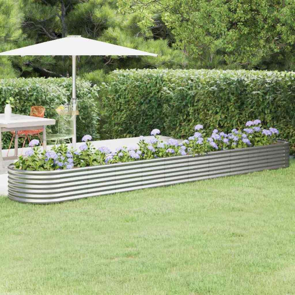 vidaXL Garden Raised Bed Galvanised Steel 440x80x36 cm Silver 1