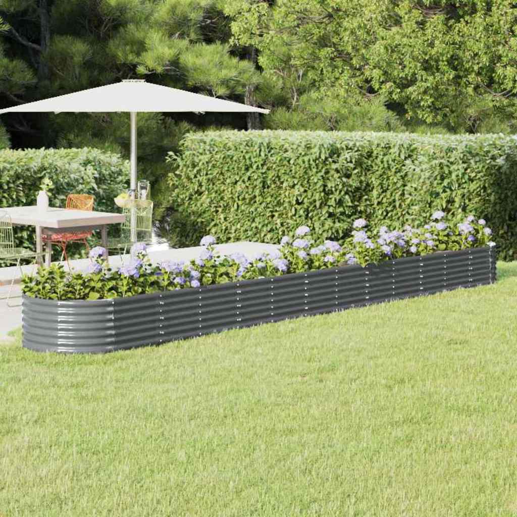 Garden Raised Bed Galvanised Steel Height 36 cm Anthracite 512 cm