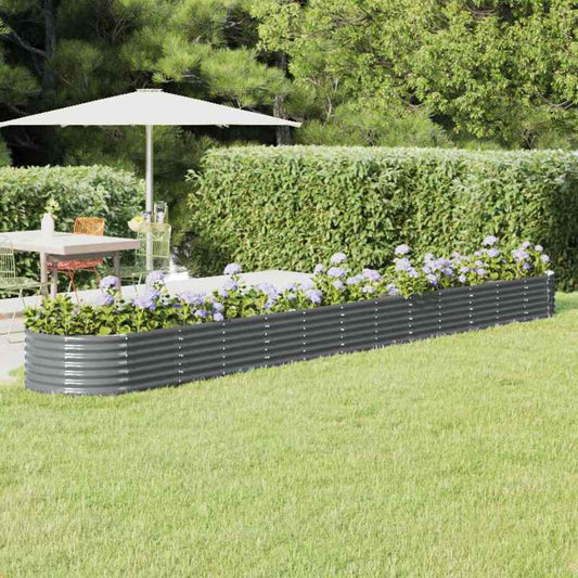 vidaXL Garden Raised Bed Galvanised Steel 512x80x36 cm Anthracite 1