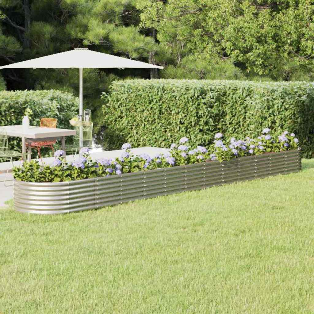 vidaXL Garden Raised Bed Galvanised Steel Height 36 cm Silver
