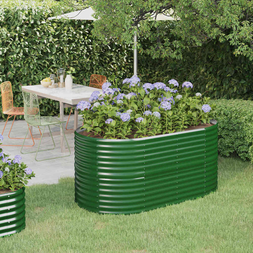vidaXL Garden Raised Bed Galvanised Steel 152x80x68 cm Green 1