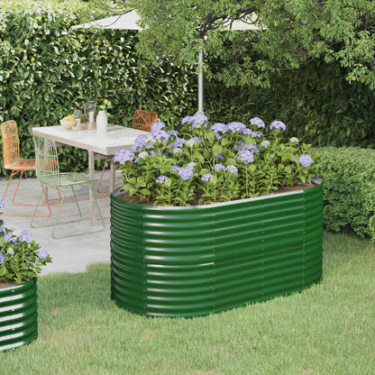 vidaXL Garden Raised Bed Galvanised Steel 152x80x68 cm Green 1