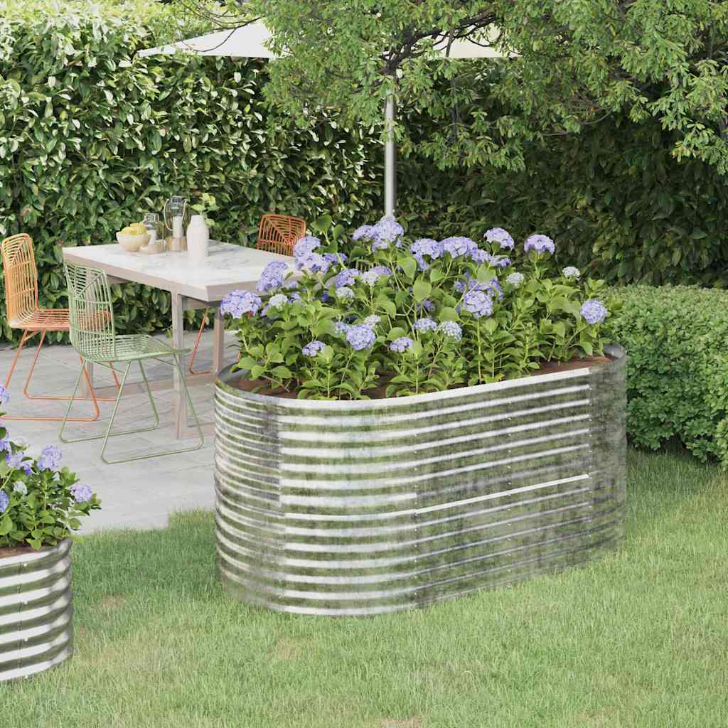 vidaXL Garden Raised Bed | Silver | Powder-coated steel | Large | Durable 1