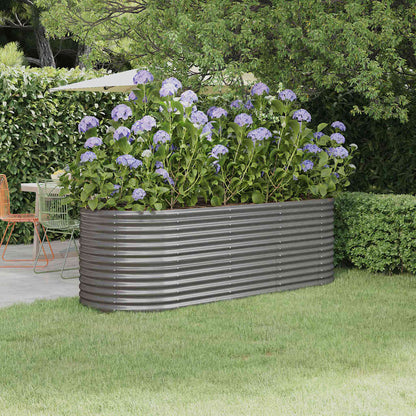 vidaXL Garden Raised Bed Galvanised Steel 224x80x68 cm Grey 1