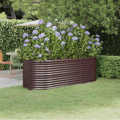 Garden Raised Bed Galvanised Steel Height 68 cm Brown 224 cm