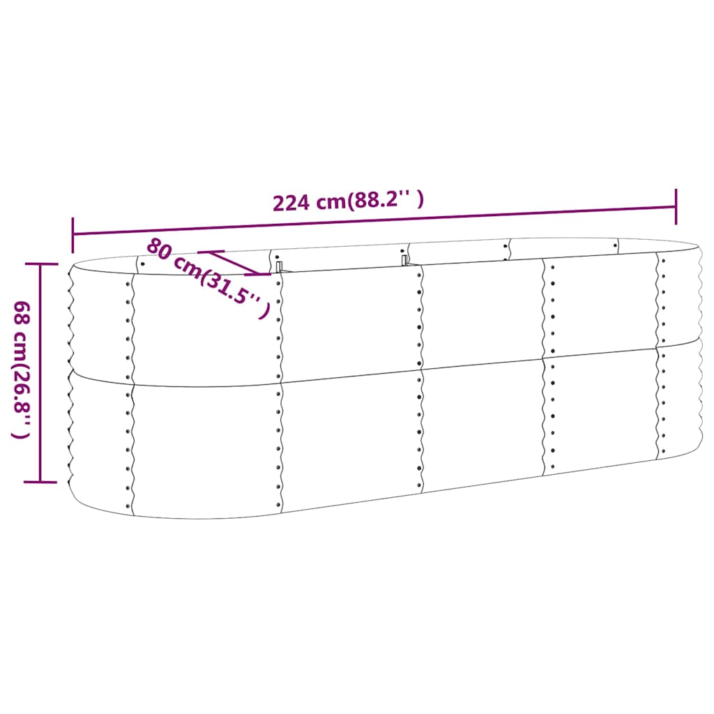 vidaXL Garden Raised Bed Galvanised Steel 224x80x68 cm Anthracite 6