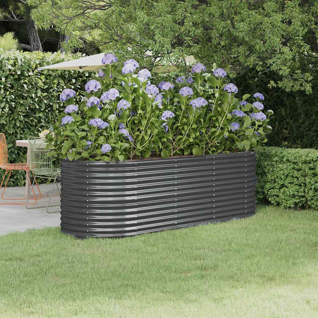 vidaXL Garden Raised Bed Galvanised Steel 224x80x68 cm Anthracite 1