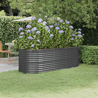vidaXL Garden Raised Bed Galvanised Steel 224x80x68 cm Anthracite 1