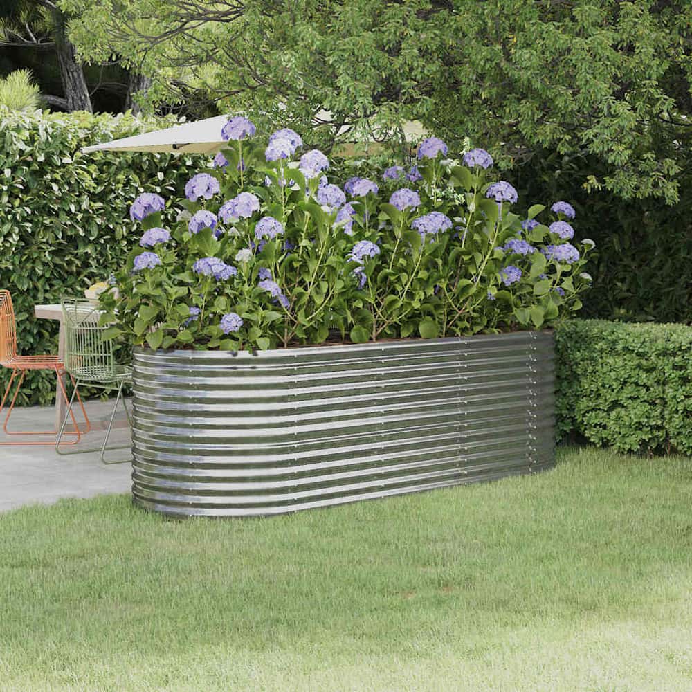 Garden Raised Bed Galvanised Steel Height 68 cm Silver 224 cm