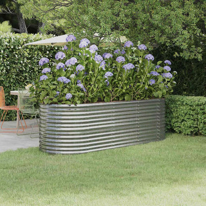 Garden Raised Bed Galvanised Steel Height 68 cm Silver 224 cm