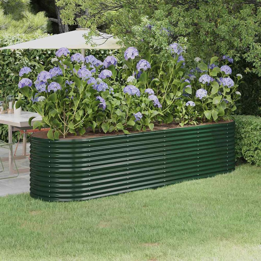 Garden Raised Bed Galvanised Steel Height 68 cm Green 296 cm