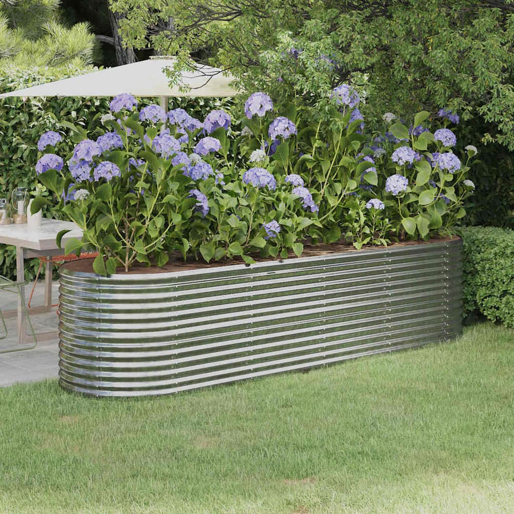 Garden Raised Bed Galvanised Steel Height 68 cm Silver 296 cm