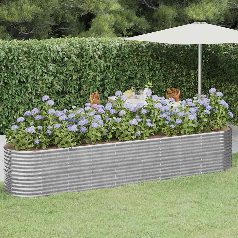 vidaXL Garden Raised Bed Galvanised Steel Height 68 cm Silver