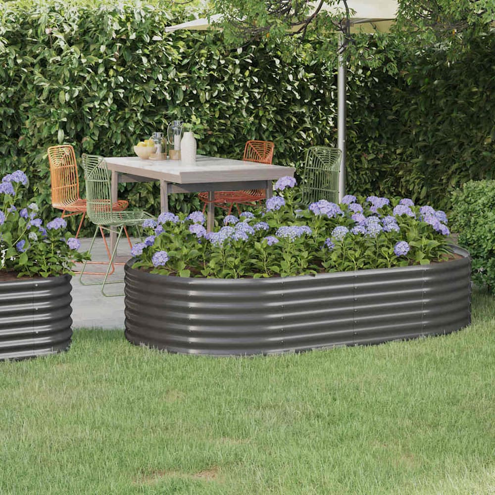 vidaXL Garden Raised Bed Galvanised Steel Depth 100 cm Grey
