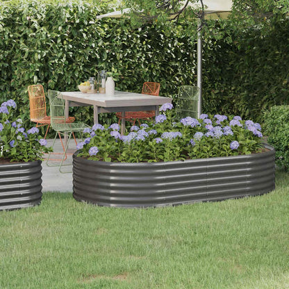 vidaXL Garden Raised Bed Galvanised Steel Depth 100 cm Grey