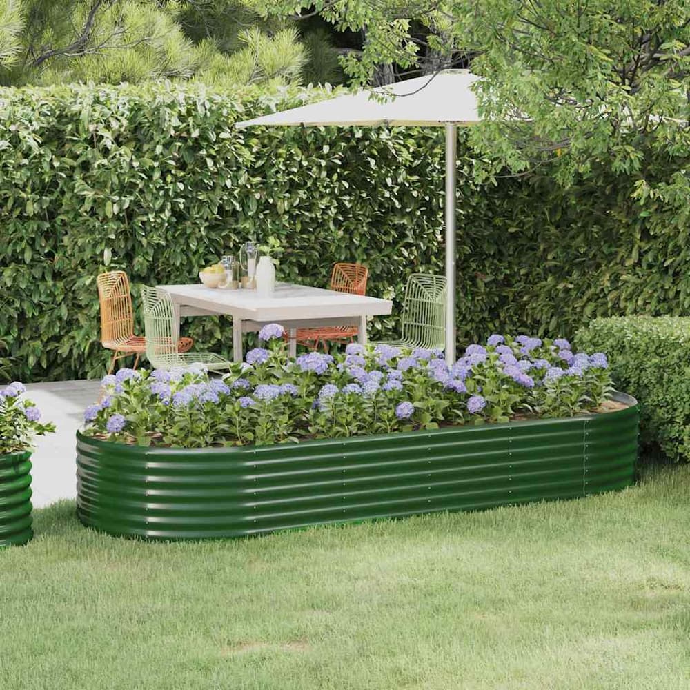 vidaXL Garden Raised Bed Galvanised Steel Depth 100 cm Green