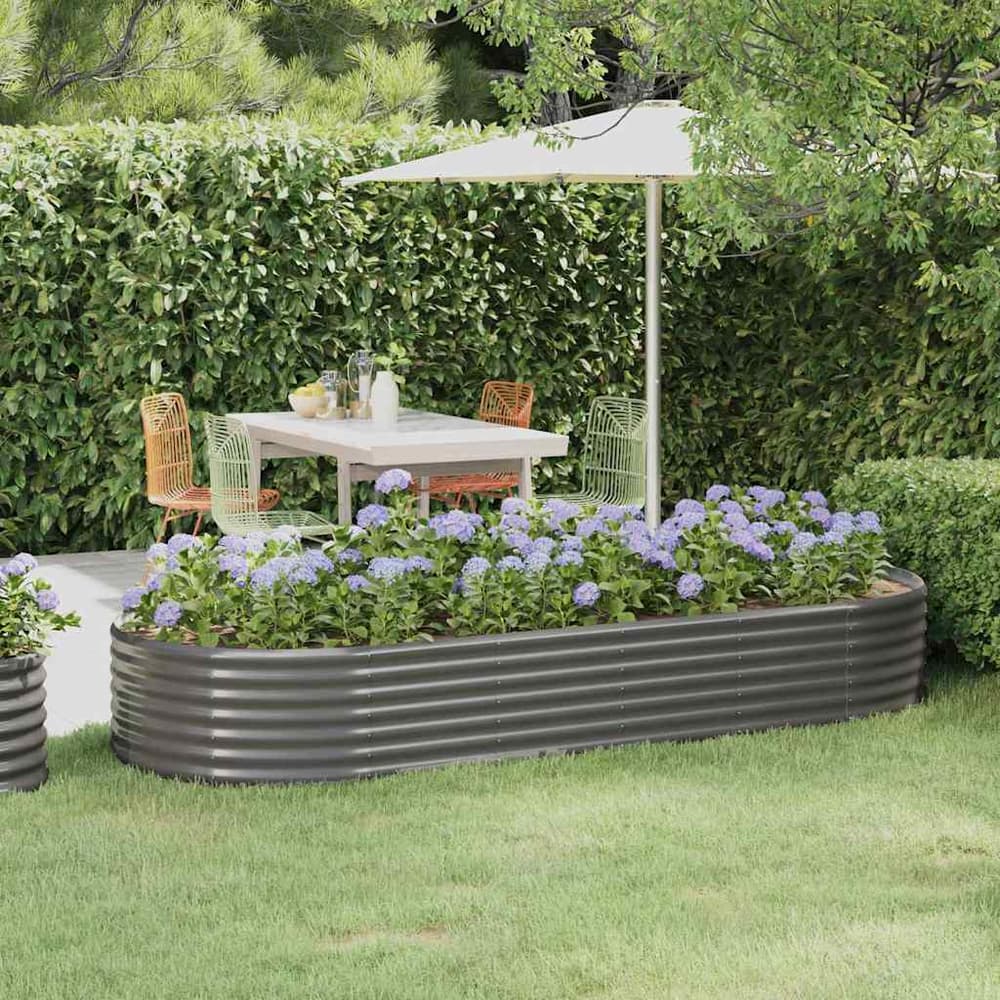vidaXL Garden Raised Bed Galvanised Steel Depth 100 cm Grey