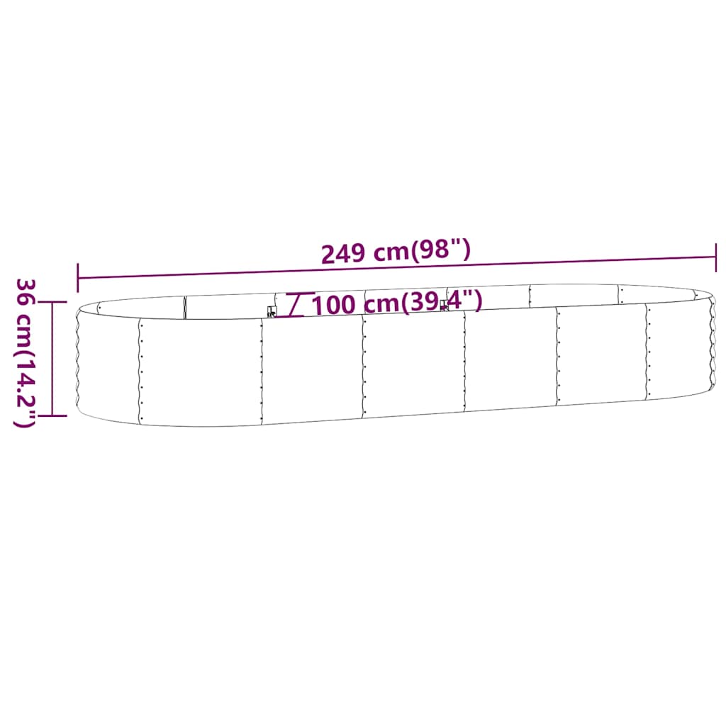 vidaXL Garden Raised Bed | Brown | Powder-coated steel | Large | Durable 6