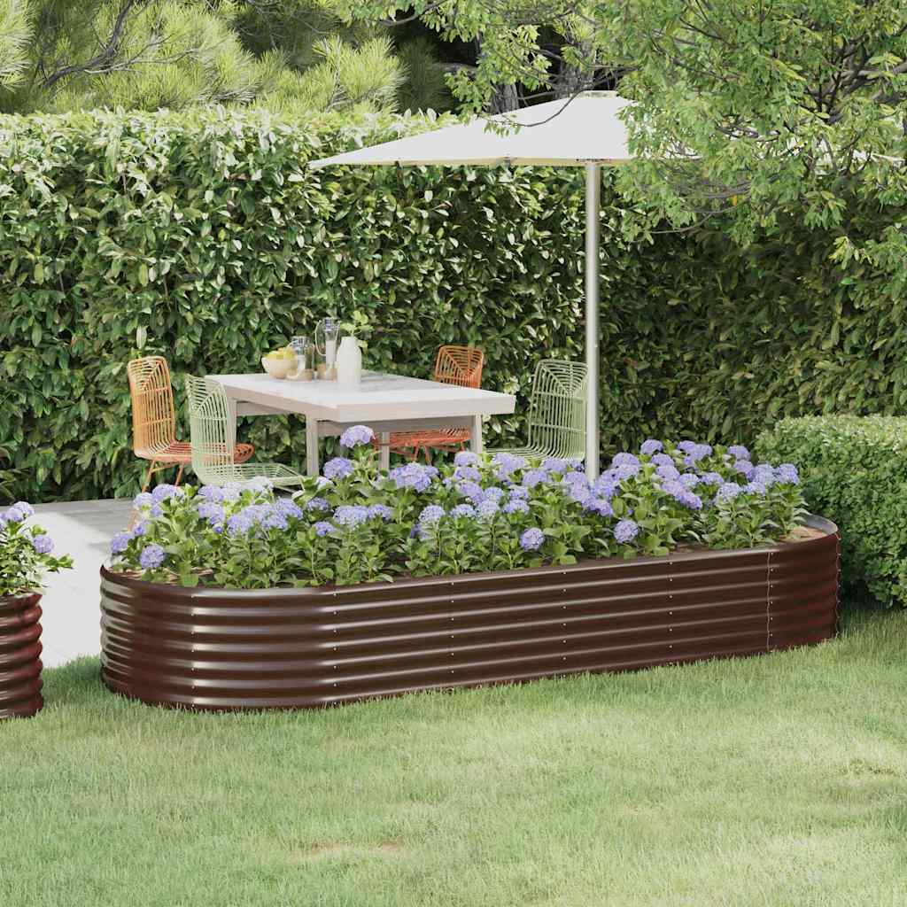 vidaXL Garden Raised Bed | Brown | Powder-coated steel | Large | Durable 1