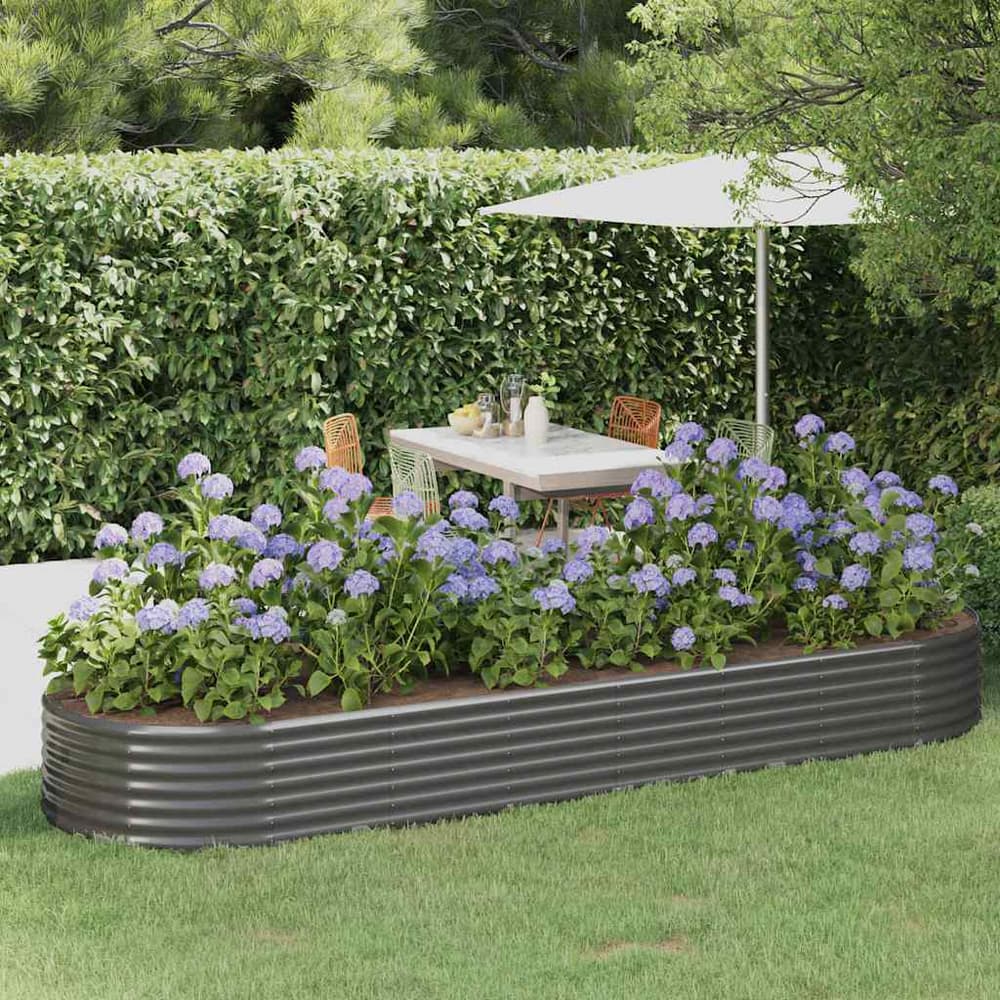 vidaXL Garden Raised Bed Galvanised Steel Depth 100 cm Grey