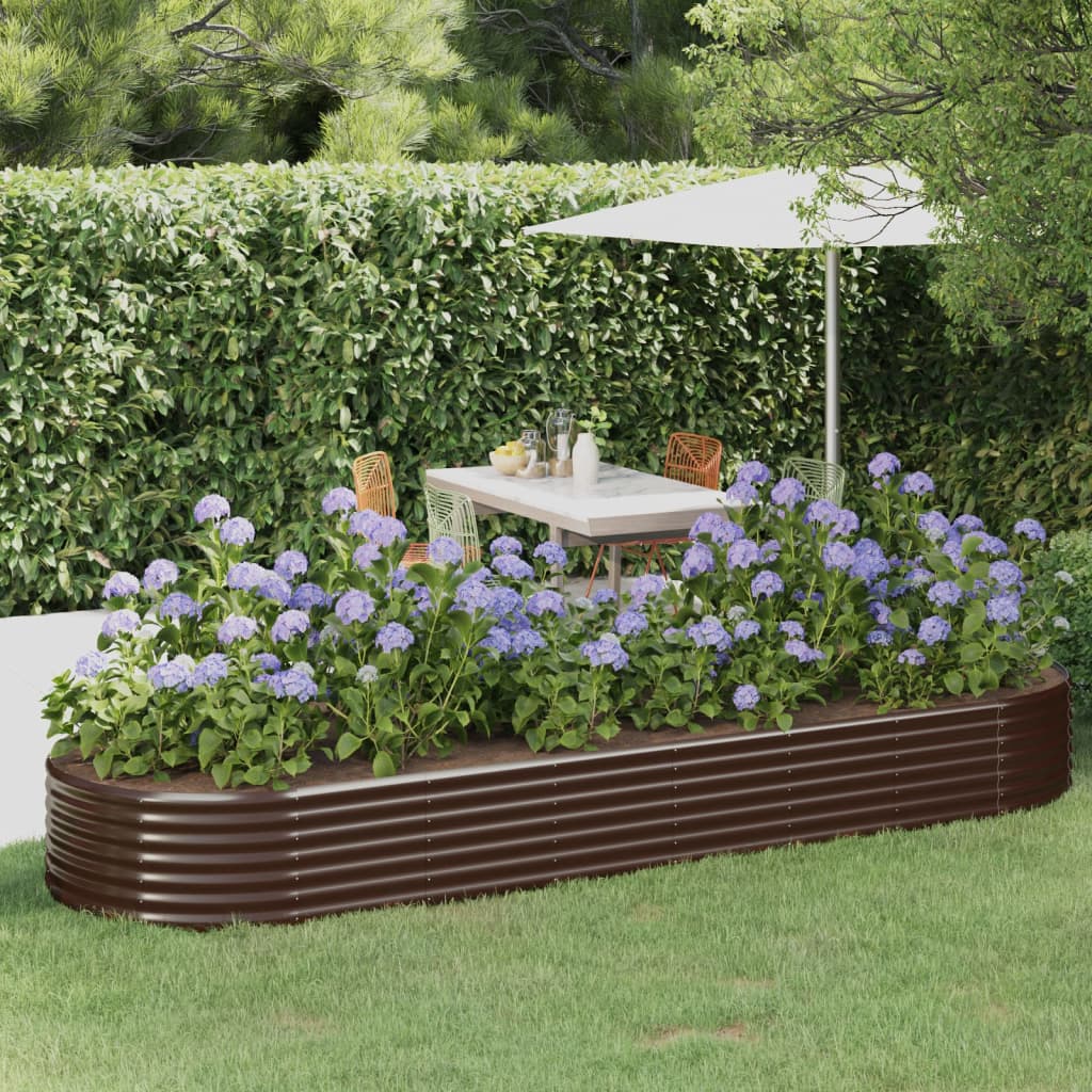 vidaXL Garden Raised Bed | Brown | Powder-coated steel | Extra Long |  Durable 1