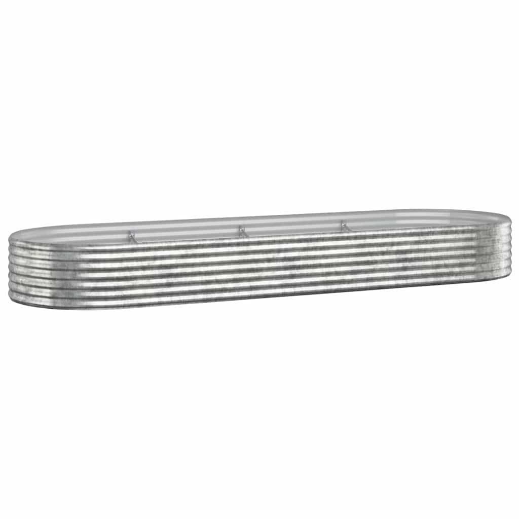 vidaXL Garden Raised Bed | Silver | Powder-coated steel | Large |  Durable 2