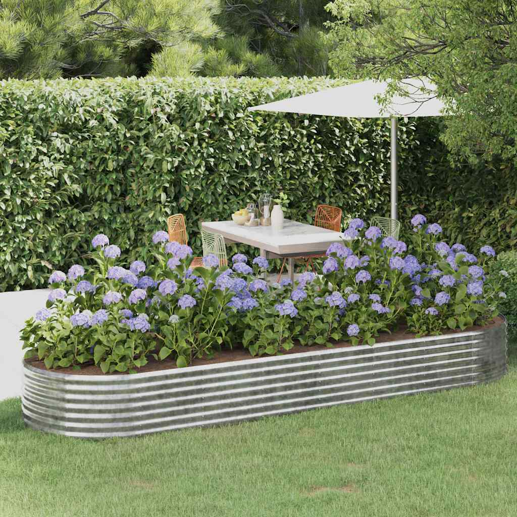 vidaXL Garden Raised Bed | Silver | Powder-coated steel | Large |  Durable 1