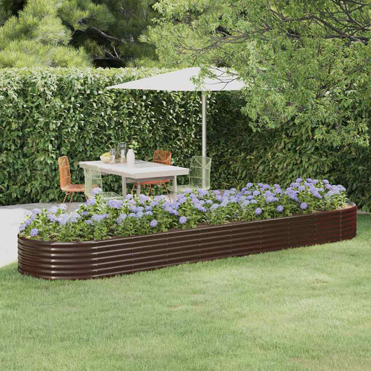 vidaXL Garden Raised Bed Galvanised Steel 396x100x36 cm Brown 1