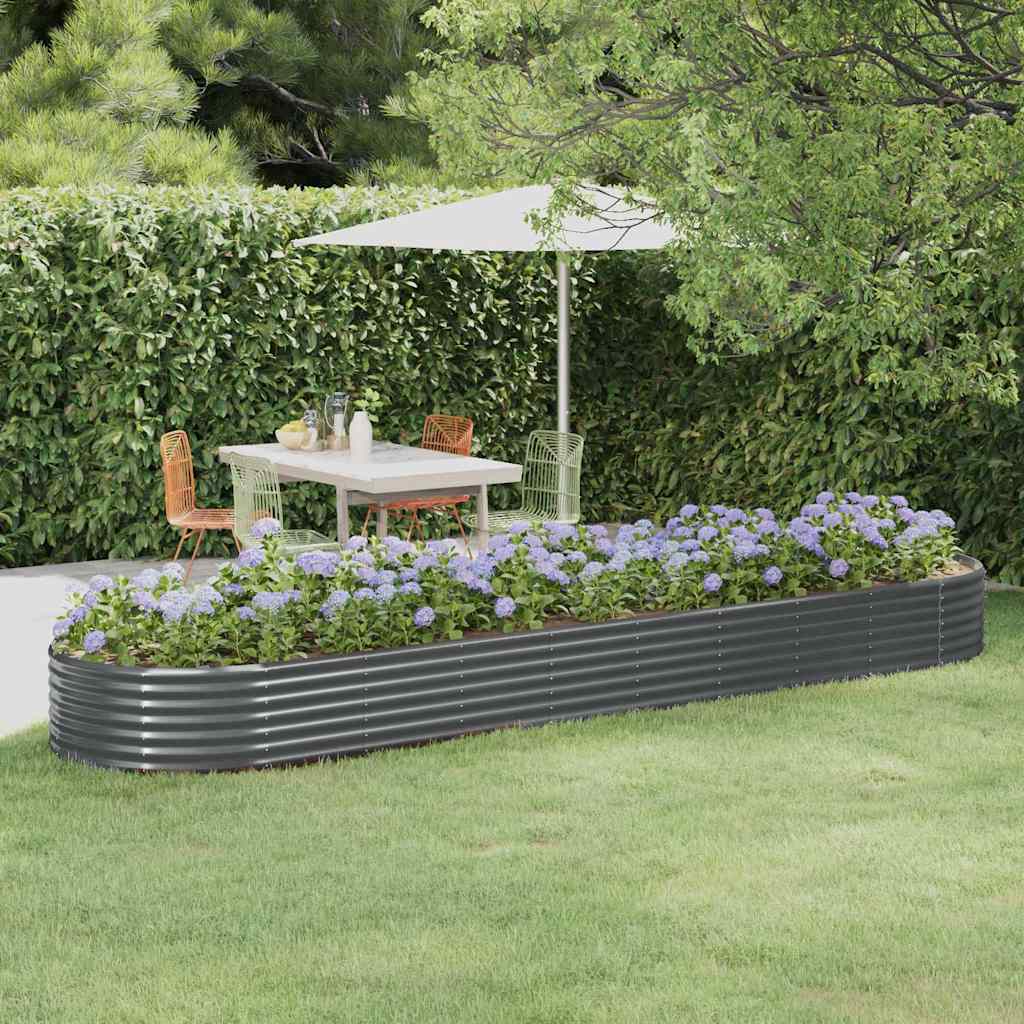vidaXL Garden Raised Bed | Anthracite | Powder-coated steel | 396x100x36 cm 1