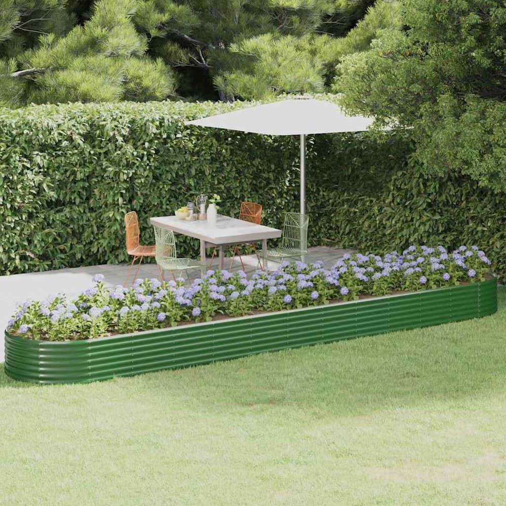 Garden Raised Bed Galvanised Steel Depth 100 cm Green 507 cm