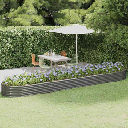Garden Raised Bed Galvanised Steel Depth 100 cm Grey 507 cm