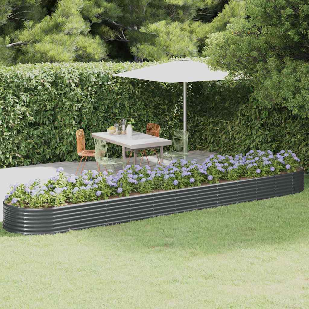vidaXL Garden Raised Bed Galvanised Steel Depth 100 cm Anthracite