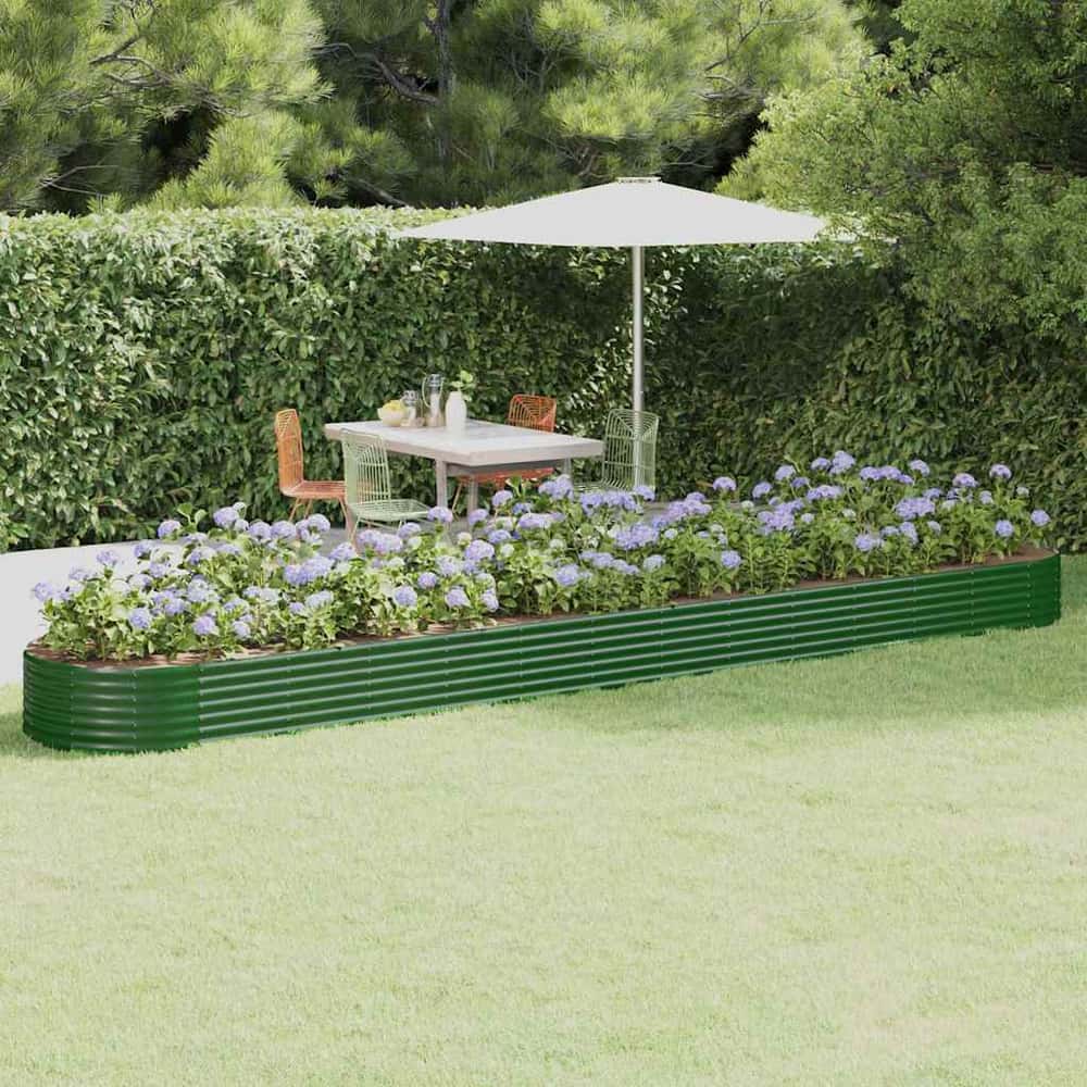 Garden Raised Bed Galvanised Steel Depth 100 cm Green 544 cm