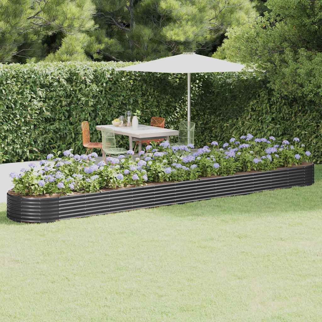 Garden Raised Bed Galvanised Steel Depth 100 cm Anthracite 544 cm