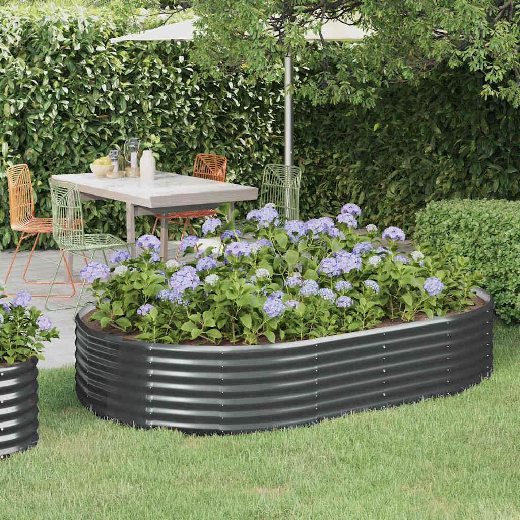 vidaXL Garden Raised Bed Galvanised Steel Depth 140 cm Anthracite