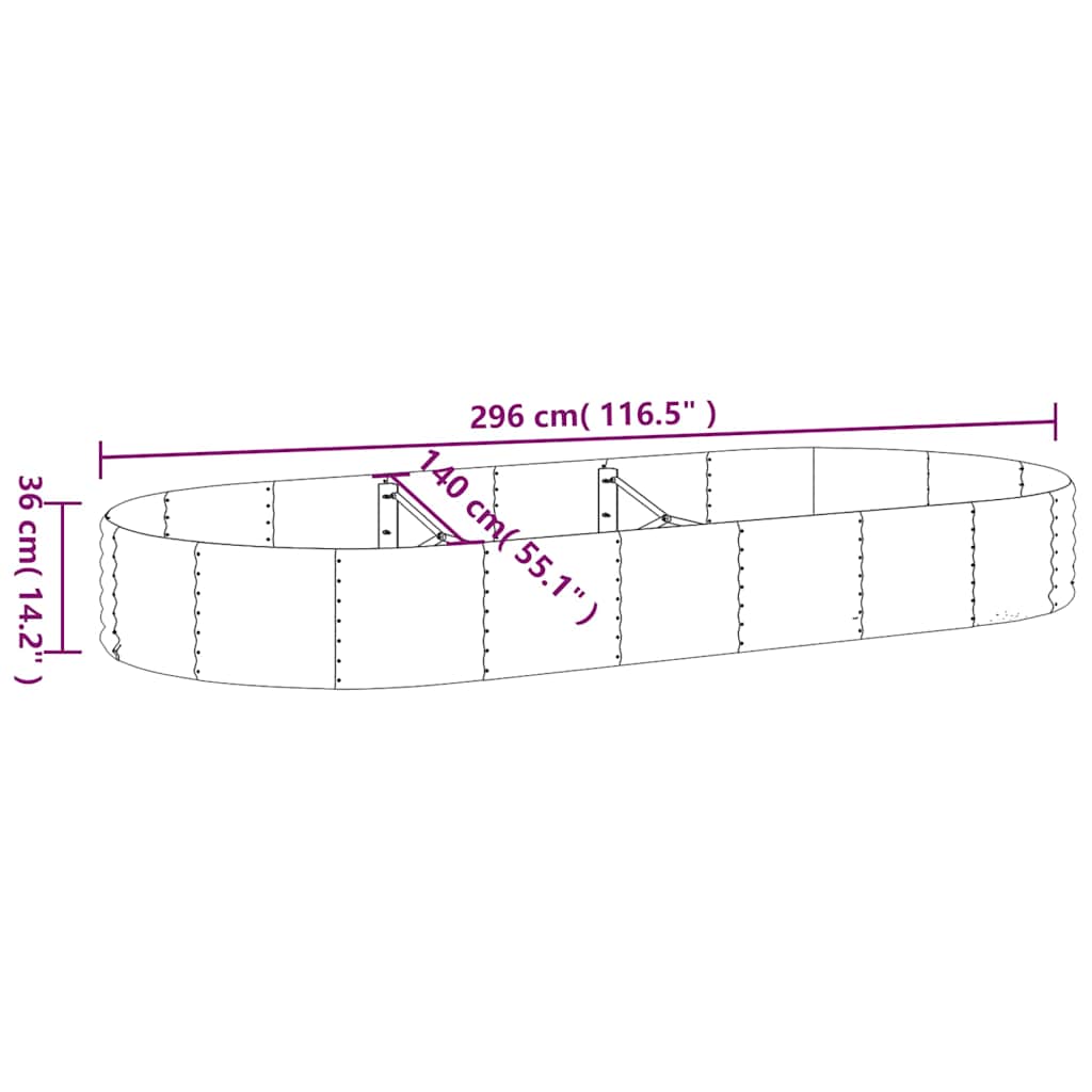 vidaXL Garden Raised Bed Galvanised Steel 296x140x36 cm Green 6