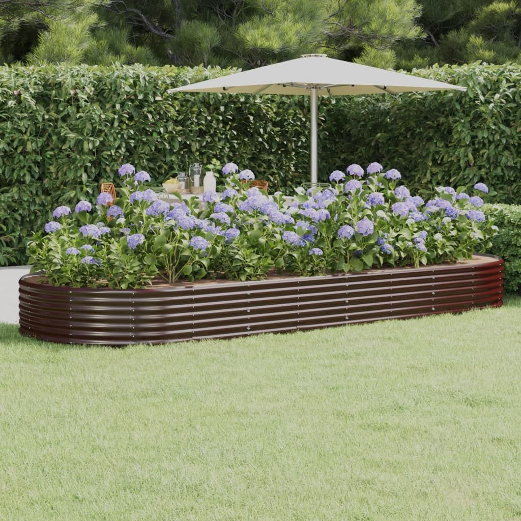 vidaXL Garden Raised Bed Galvanised Steel 373x140x36 cm Brown 1