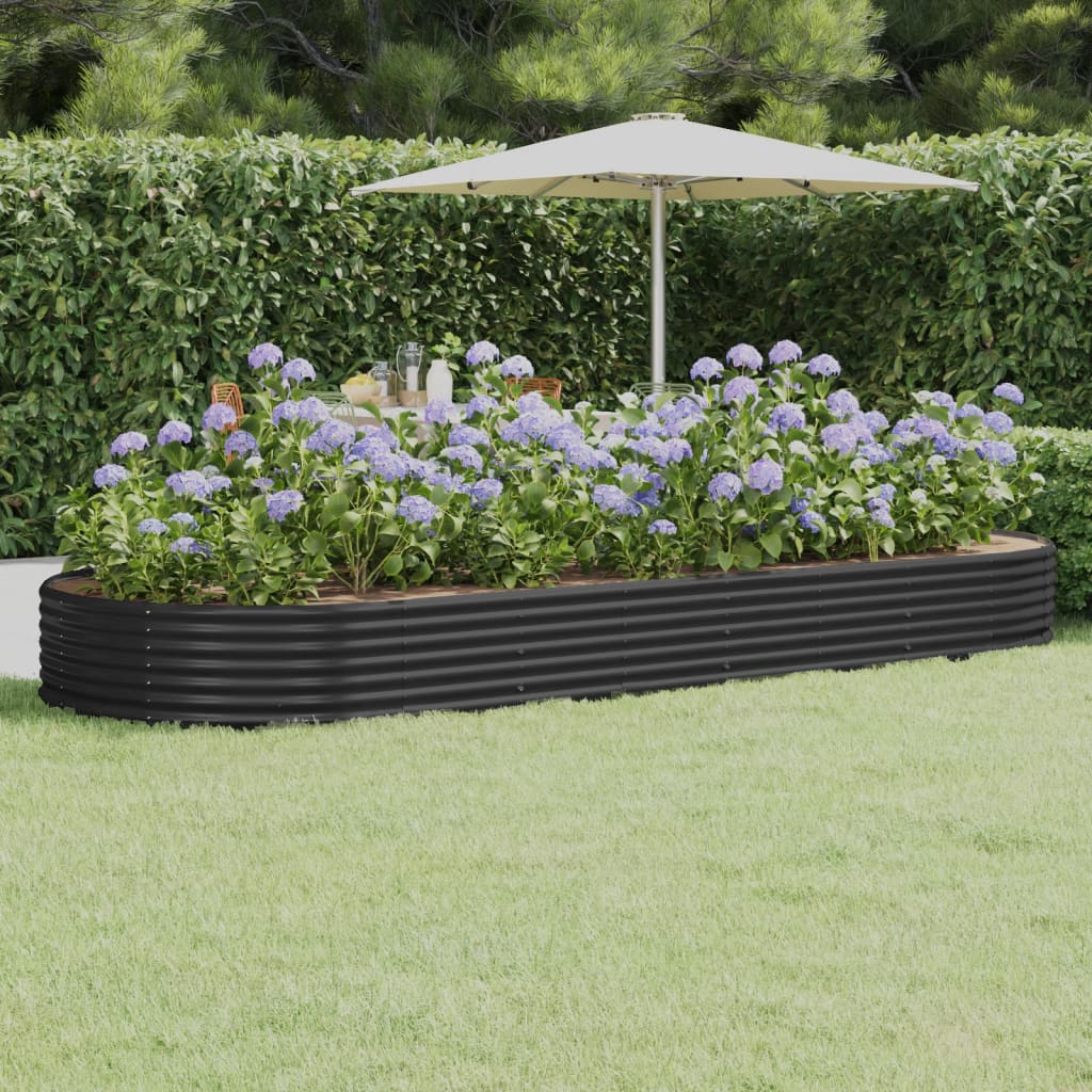 vidaXL Garden Raised Bed Galvanised Steel 373x140x36 cm Anthracite 1