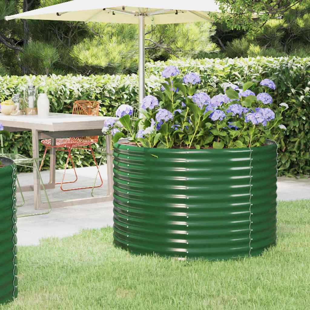 vidaXL Garden Raised Bed Galvanised Steel Depth 100 cm Green