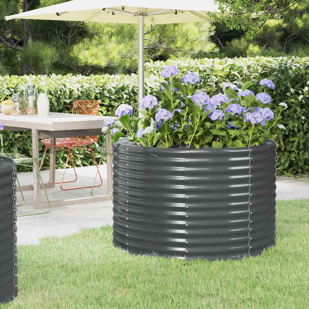 vidaXL Garden Raised Bed | Anthracite | Powder-coated steel | 100 cm diameter 1