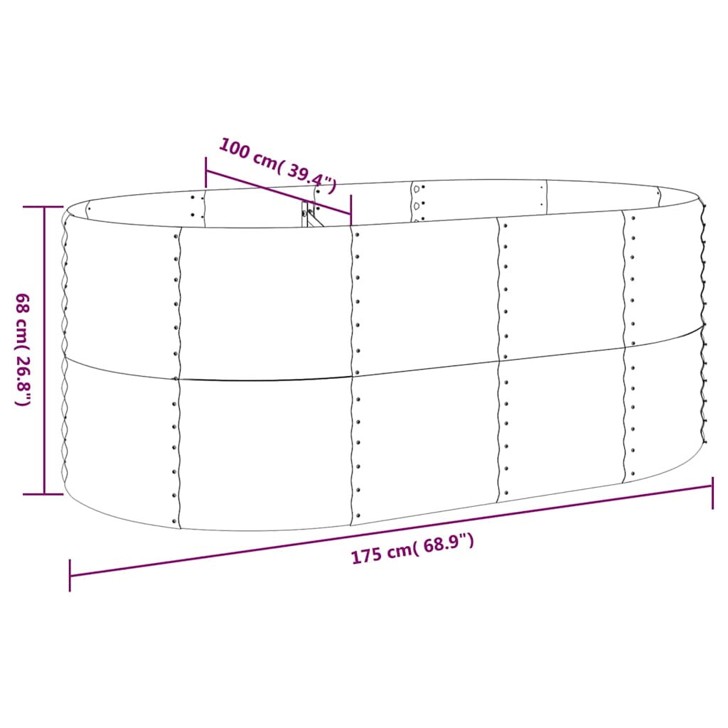 vidaXL Garden Raised Bed Galvanised Steel 175x100x68 cm Green 6