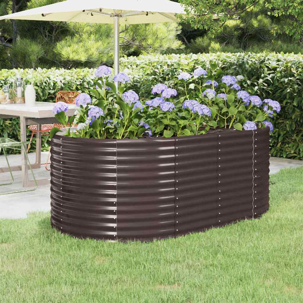 vidaXL Garden Raised Bed Powder-coated Steel 175x100x68 cm Brown 1